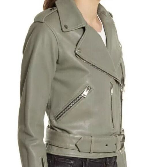 New ALLSAINTS Balfern Leather Biker Jacket in  Size US 10/ UK 14 $529 - Picture 2 of 6
